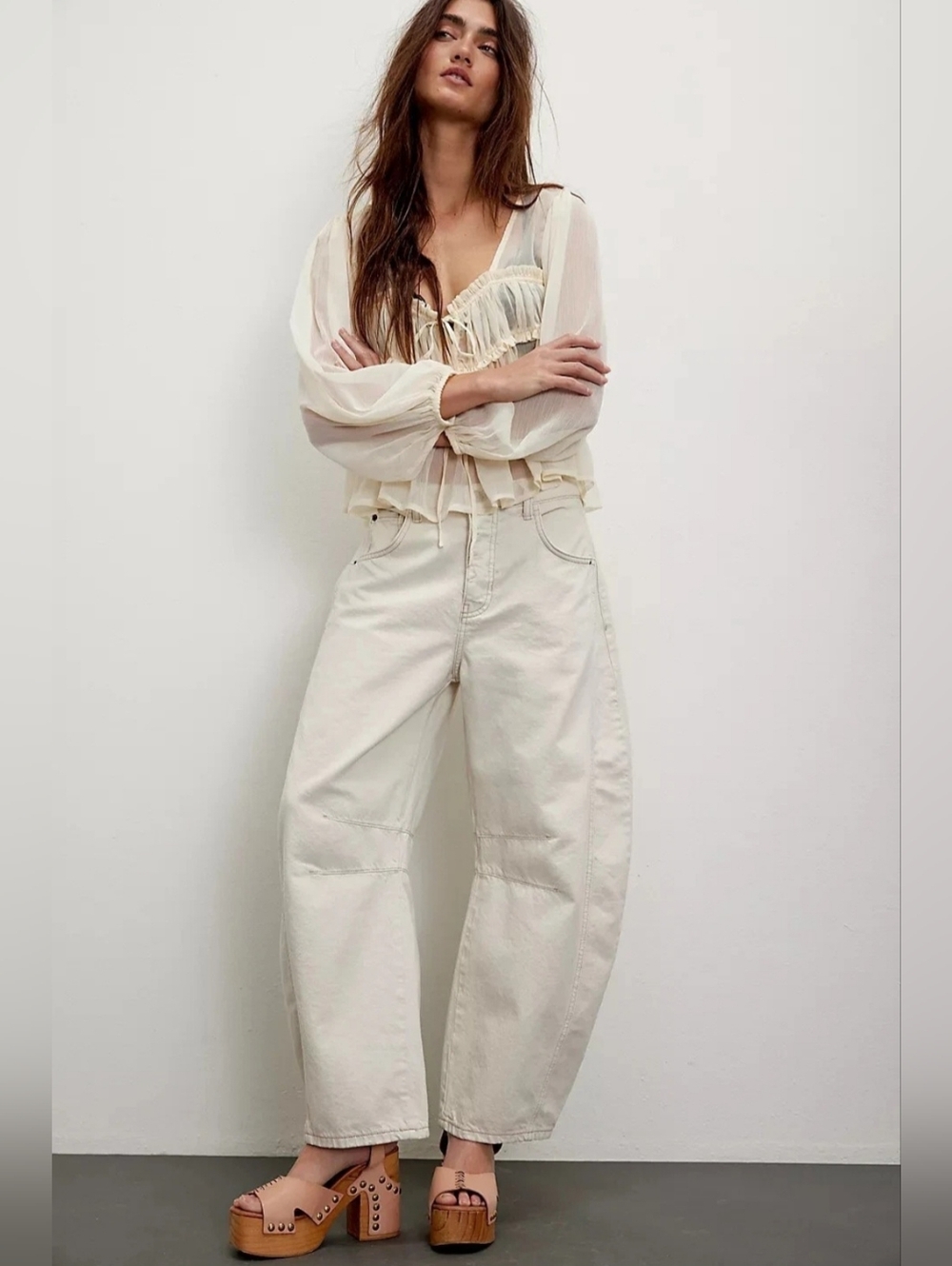 WE THE FREE Lucky You Mid Rise Barrel Jeans Women's 28 Slouchy Relaxed Fit